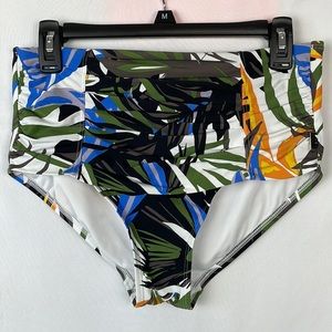 Calvin Klein Hawaiian Green Blue & Yellow Print Floral Swim Bottoms -Size Medium